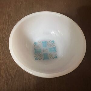 Fire King Atomic Blue Heaven Dessert Bowl Milk Glass Bowl Appx 5" Across